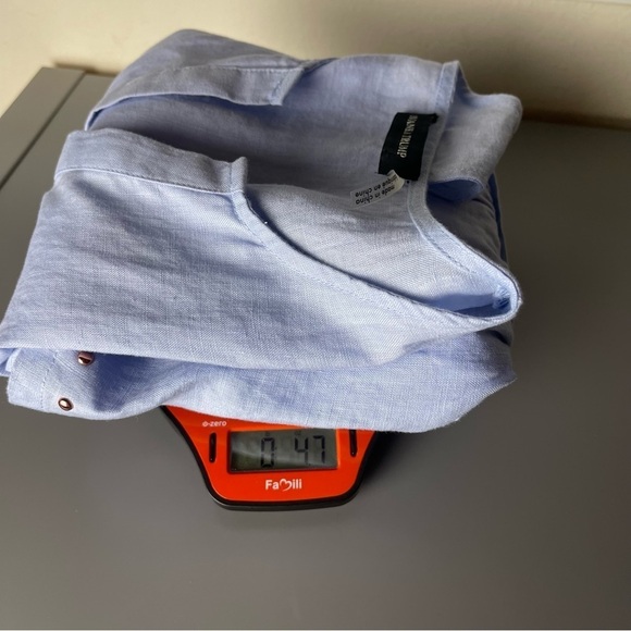 Ivanka Trump Top 100% Linen V-neck Size L Rose Gold Studded Hem Sleeveless Blue - Picture 12 of 12